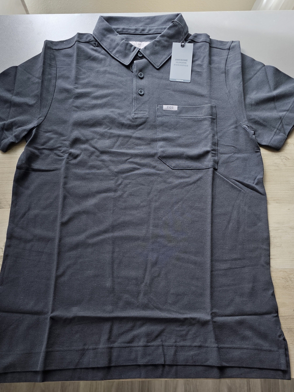 Eton Charcoal Grey Cotton Polo Shirt with Chest Pocket